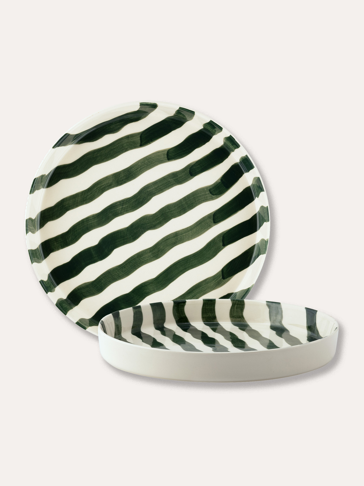 Teller Set (2er Set) Stripes - gentle green
